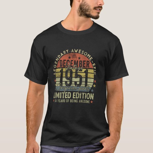 74歳の誕生日プレゼント 1951年12月生まれ ビンテージ Tシャツ (正面)