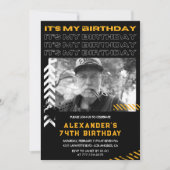 74歳の誕生日招待状メンズフォトスプレ絵を描ー 招待状 (正面)