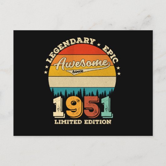 74歳の誕生日 1951 すごい74歳の誕生日プレゼント ポストカード (正面)