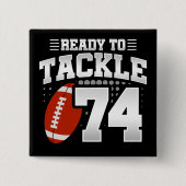74歳タックルサッカーパーティー74誕生日 缶バッジ (正面)