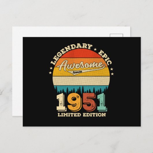 74歳1951年74素晴らし回目の誕生日 ポストカード (正面/裏面)