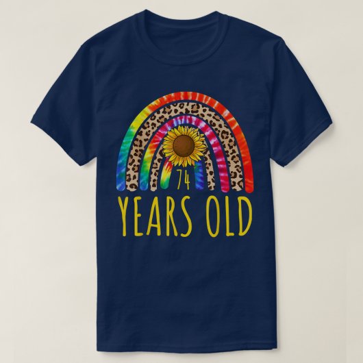 74歳74誕生日絞り染めひまわりレオパ Tシャツ (デザイン正面)