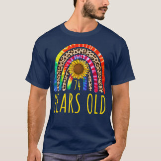 74歳74誕生日絞り染めひまわりレオパ Tシャツ