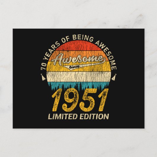 74歳 1951 レトロ かっこいい 74歳の誕生日 プレゼント ポストカード (正面)