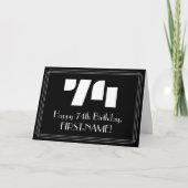 74番目の誕生日:インスパイアアールデコ「74」と名前 カード (正面)