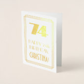 74番目の誕生日:インスパイアアールデコ「74」と名前 箔カード (正面)