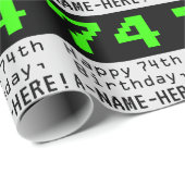 74番目の誕生日- Nerdy / オタク系のスタイル"74"と名前 ラッピングペーパー (ロールコーナー)