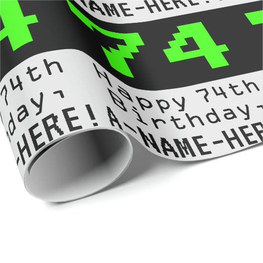 74番目の誕生日- Nerdy / オタク系のスタイル"74"と名前 ラッピングペーパー (ロールコーナー)
