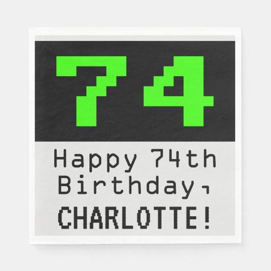 74番目の誕生日- Nerdy / オタク系のスタイル"74" & Name スタンダードランチョンナプキン (正面)