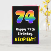 74誕生日カラフル:レインボー# 74、名前をカスタムする カード (黄色い花)
