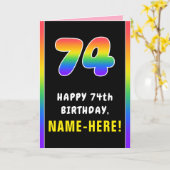 74誕生日カラフル:レインボー# 74、名前をカスタムする カード (黄色い花)