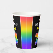 74誕生日カラフル：レインボー# 74、名前をカスタムする 紙コップ (右)