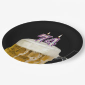 74誕生日ビールオンブラック紙プレート ペーパープレート (アングル)