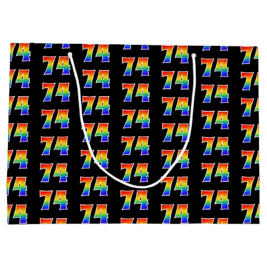 74誕生日:おもしろいレインボーイベント第74パターン ラージペーパーバッグ (裏面)
