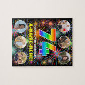 74誕生日:おもしろいレインボー#,名前をカスタムする+写真 ジグソーパズル (横)