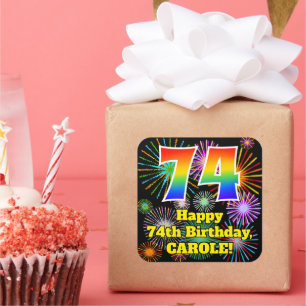 74誕生日:おもしろい花火ルック、虹# 74 スクエアシール