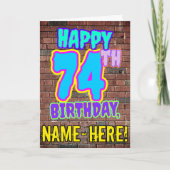 74誕生日-おもしろい、アーバングラフィティインスパイアルック カード (正面)