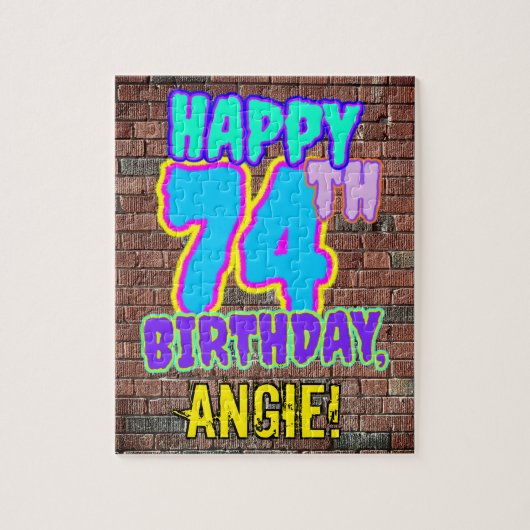 74誕生日～おもしろい、アーバングラフィティインスパイアルック ジグソーパズル (縦)