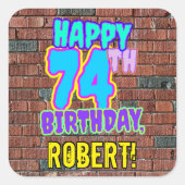 74誕生日-おもしろい、アーバングラフィティインスパイアルック スクエアシール (正面)