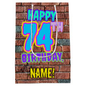 74誕生日:おもしろい、アーバングラフィティインスパイアルック ミディアムペーパーバッグ (裏面)