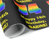 74誕生日:おもしろい、カラフルレインボーインスパイア# 74 ラッピングペーパー (ロールコーナー)