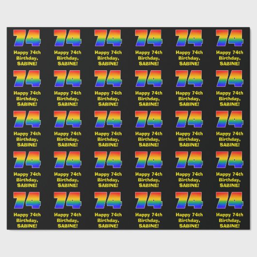 74誕生日:おもしろい、カラフルレインボーインスパイア# 74 ラッピングペーパー (シーム)