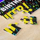 74誕生日:おもしろい、カラフル音楽シンボル、「74」 ジグソーパズル (側面)