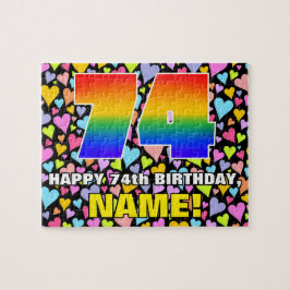74誕生日—おもしろい、愛するハートシェイプ+「74」 ジグソーパズル