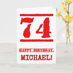74誕生日:おもしろい、赤ゴムスタンプルックインスパイアス カード