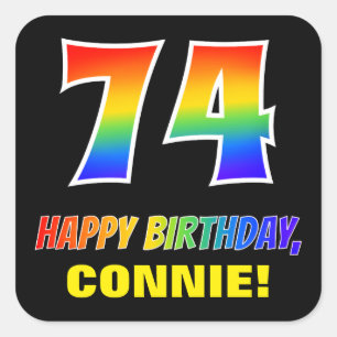 74誕生日:はっきりした,おもしろい,シンプル虹, 74 スクエアシール