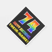 74誕生日:はっきりした,おもしろい,シンプル虹, 74 スタンダードランチョンナプキン (角)