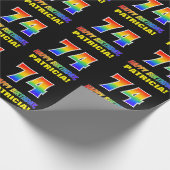 74誕生日:はっきりした,おもしろい,シンプル虹, 74 ラッピングペーパー (角)