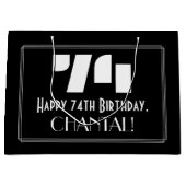 74誕生日～アールデコインスパイア見る"74" +名前 ラージペーパーバッグ (正面)