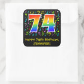 74誕生日:カラフルMusic Symbols, Rainbow 74 スクエアシール (バッグ)