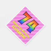 74誕生日:ピンクストライプのハート、レインボー# 74 スタンダードランチョンナプキン (角)
