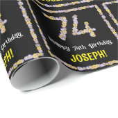 74誕生日:フローラ花数名前をカスタムする ラッピングペーパー (ロールコーナー)