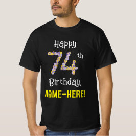 74誕生日:フローラ花数"74" +名前 Tシャツ