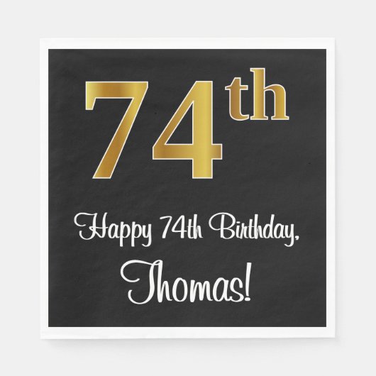 74誕生日~ラグジュアリーエレガントなフェイク金ゴールドルック# スタンダードランチョンナプキン (正面)