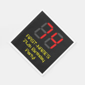 74誕生日：レッドデジタルクロックスタイル"74" +名前 スタンダードランチョンナプキン (角)