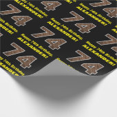 74誕生日:名前フェイク&木目パターン「74」 ラッピングペーパー (角)