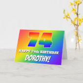 74誕生日:数々の色レインボーパターン# 74 カード (黄色い花)