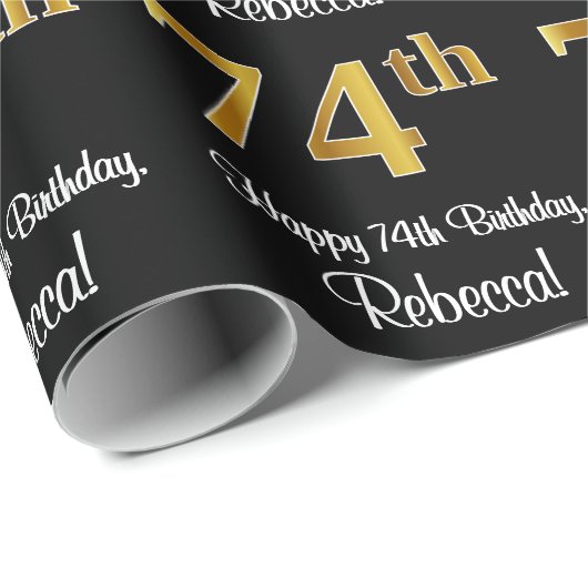 74誕生日:豪華エレガントなフェイク金ゴールドルック# ラッピングペーパー (ロールコーナー)