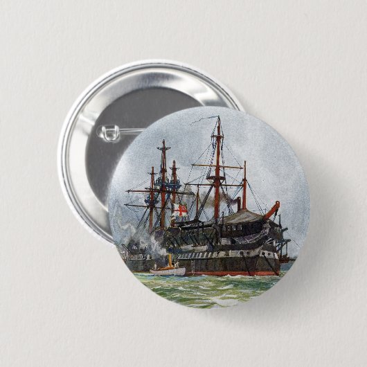 74門の三等艦HMS Implacable 缶バッジ (正面&裏面)