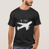 747機内シャツ手描きグラフィックTシャツ飛行機 Tシャツ (正面)