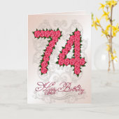 74th誕生日カード(バラと葉付) カード (黄色い花)