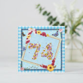 74th誕生日パーティー招待花、蝶 招待状 (スタンド正面)