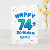 74th Birthday, Balloon Number, Customizable Name カード (黄色い花)
