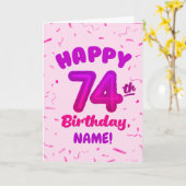 74th Birthday, Balloon Number, Customizable Name カード (黄色い花)