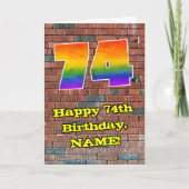 74th Birthday: Fun Graffiti-Inspired Rainbow 74 カード (正面)