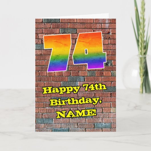 74th Birthday: Fun Graffiti-Inspired Rainbow 74 カード (正面)